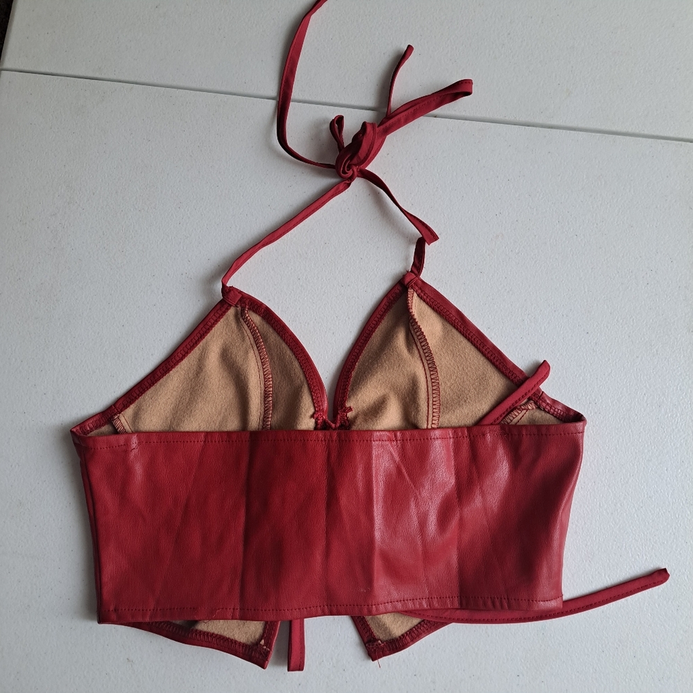 SHEIN Red Faux Leather Top - Picture 3 of 5